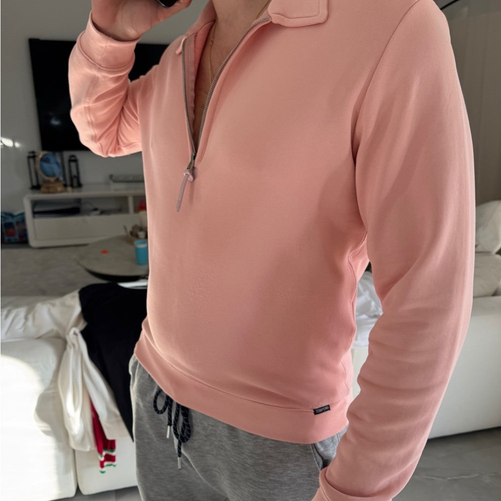 Men's Pink Half-Zip Sweater